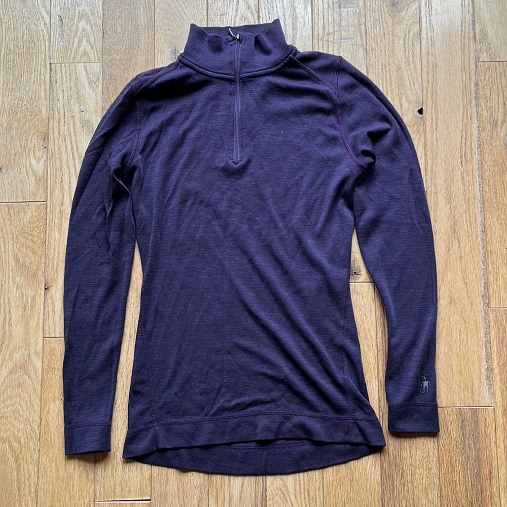 Smartwool zip neck merino top plum purple EUC size M